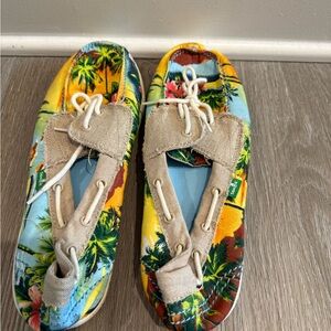 Beige Canvas Boat Shoes